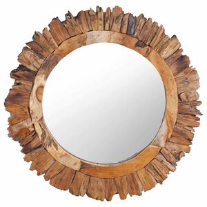 vidaXL V&auml;ggspegel rund 60 cm teak