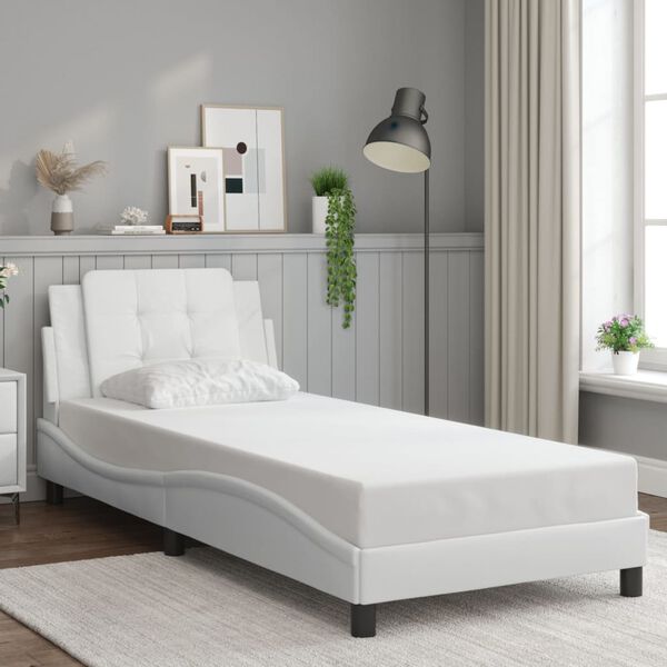 vidaXL Bed Frame with LED without Mattress "Zadar" White 100x200 cm