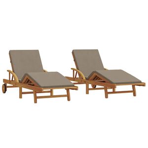 vidaXL Solstol 2 st Massivt Akaciatr&auml; Taupe