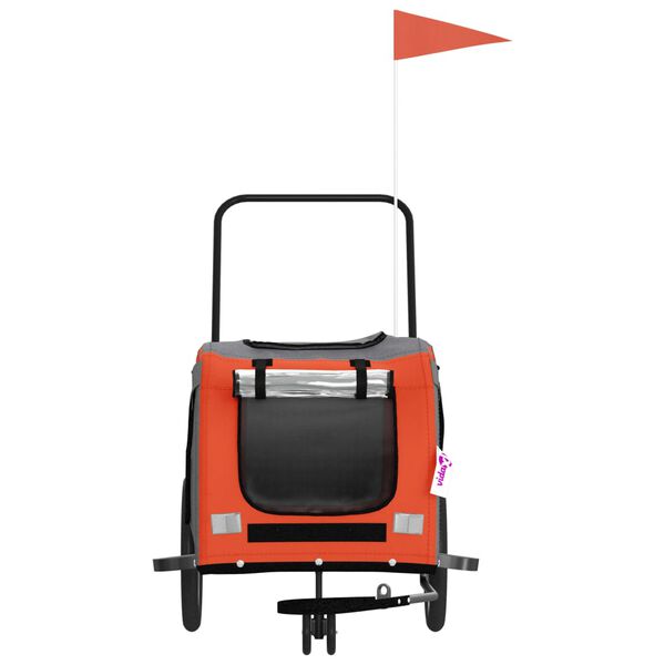 vidaXL Cykelvagn f&ouml;r djur orange och gr&aring; oxfordtyg och j&auml;rn