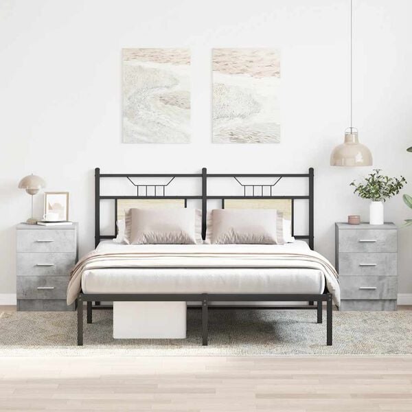 vidaXL Sängbord 2 st betonggrå 38x35x56 cm konstruerat trä