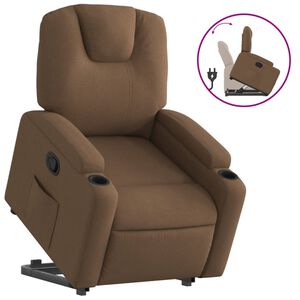 vidaXL Reclinerf&aring;t&ouml;lj med uppresningshj&auml;lp brun tyg
