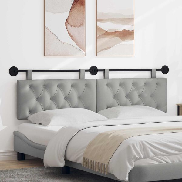 vidaXL H&auml;ngande Huvudgavel V&auml;ggmonterad Moln Gr&aring; 170 x 55 x 7 cm tyg