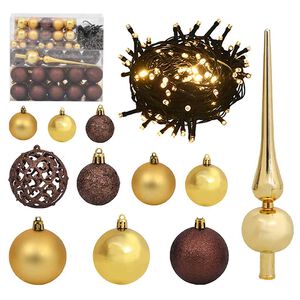 vidaXL Julgranskulor 120 st med spira och 300 LED guld och brons