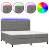 vidaXL Rams&auml;ng med madrass & LED m&ouml;rkgr&aring; 200x200 cm tyg