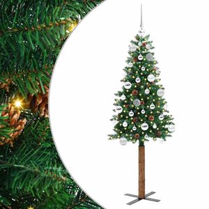 vidaXL Smal julgran med 150 LED-lampor Gr&ouml;n 150 cm PVC och solid furu