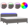 vidaXL Rams&auml;ng med madrass & LED gr&aring; 200x200 cm konstl&auml;der