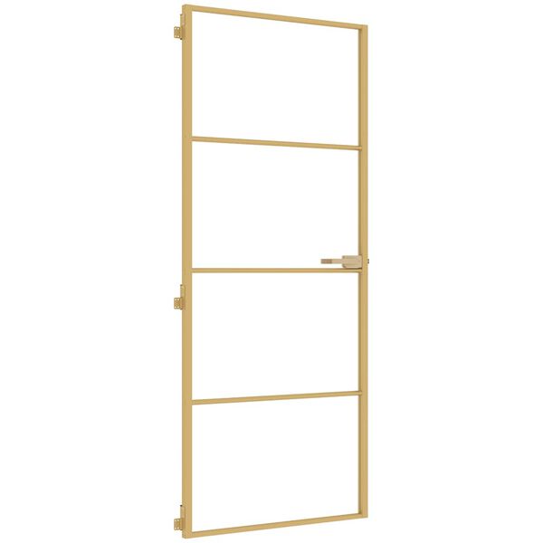 vidaXL Innerd&ouml;rr guld 83x201,5 cm h&auml;rdat glas och aluminium slim