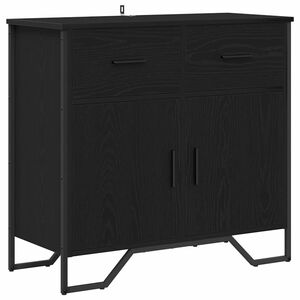 vidaXL Sideboard med l&aring;da Svart Ek 79,5 x 35,5 x 74,5 cm