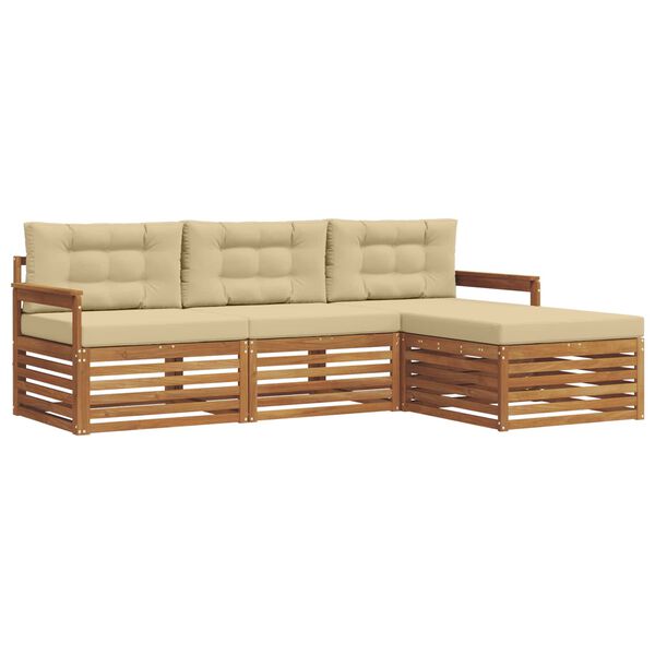 vidaXL Utomhussoffset med kudde 4 pcs Naturlig och Beige