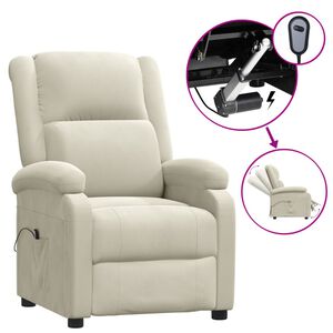 vidaXL Elektrisk reclinerf&aring;t&ouml;lj gr&auml;ddvit sammet