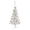 vidaXL Belyst plastgran med kulor silver 150 cm PET
