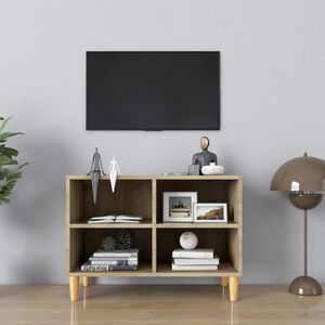 vidaXL TV-b&auml;nk med massiva ben sonoma-ek 69,5x30x50 cm