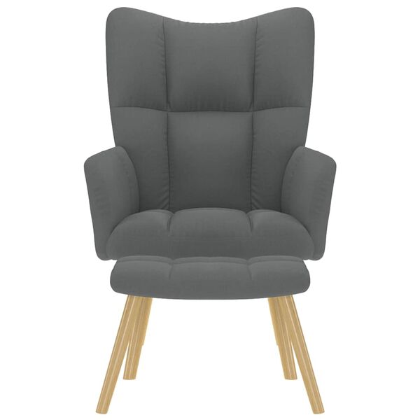 vidaXL Vilstol med fotpall mörkgrå tyg