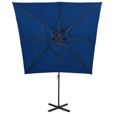 vidaXL Frihängande parasoll med ventilation 250x250 cm azurblå