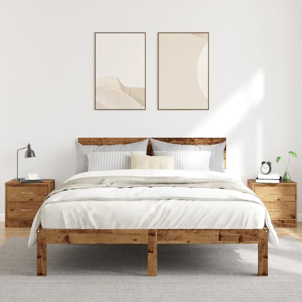 vidaXL S&auml;ngbord 2 st &aring;ldrat tr&auml; 40x30x40 cm konstruerat tr&auml;