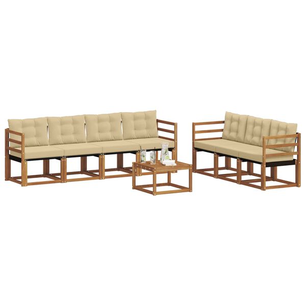 vidaXL Utomhussoffset med kudde 8 pcs Naturlig och Beige