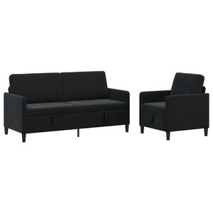 vidaXL Soffgrupp med f&ouml;rvaring 2 st Svart Polyester