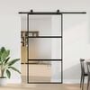 vidaXL Skjutd&ouml;rr med beslag svart 102,5x205 cm h&auml;rdat glas