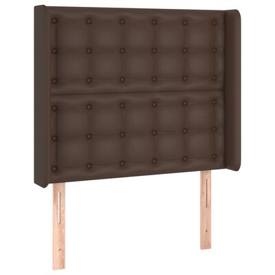 vidaXL Ramsäng med madrass & LED brun 100x200 cm konstläder