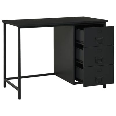 vidaXL Skrivbord med lådor industriell svart 105x52x75 cm stål