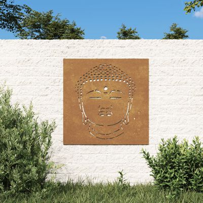 vidaXL Väggdekoration 55x55 cm rosttrögt stål buddhadesign