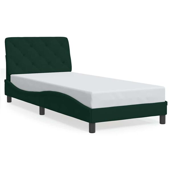 vidaXL Bed Frame without Mattress Dark Green 90x190 cm Velvet