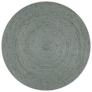 vidaXL Handgjord jutematta rund 120 cm olivgr&ouml;n
