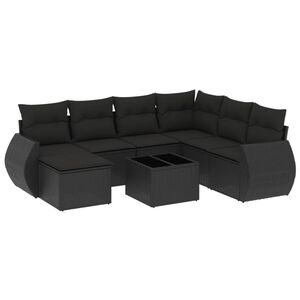 vidaXL Loungegrupp f&ouml;r tr&auml;dg&aring;rden med dynor 8 delar svart konstrotting