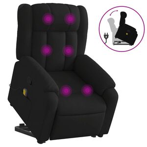 vidaXL Massagef&aring;t&ouml;lj med uppresningshj&auml;lp svart tyg