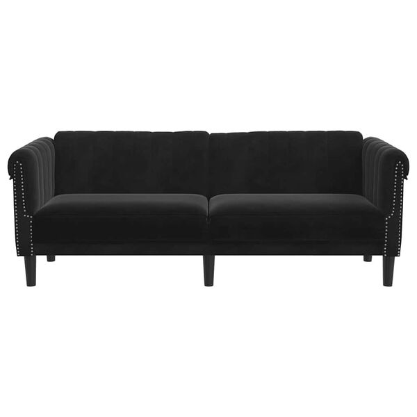 vidaXL Soffa 3-sits svart sammet