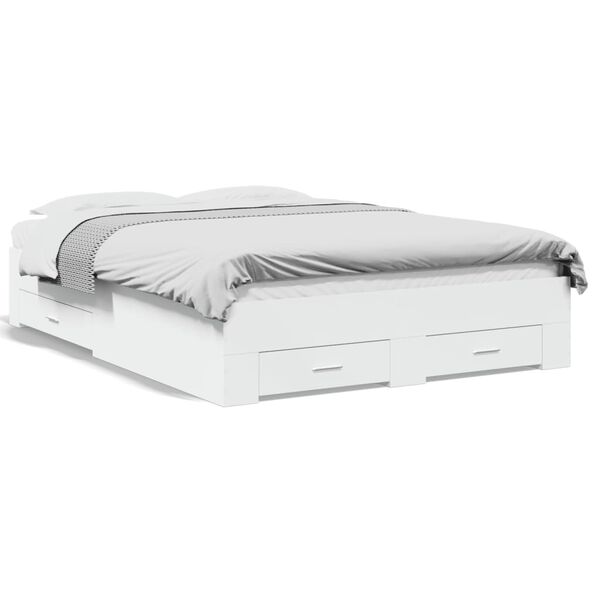 vidaXL S&auml;ngram med l&aring;dor vit 120x200 cm konstruerat tr&auml;