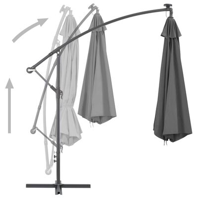 vidaXL Frihängande parasoll med stålstång 300 cm antracit