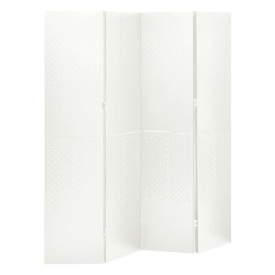 vidaXL Rumsavdelare 4 paneler vit 160x180 cm stål