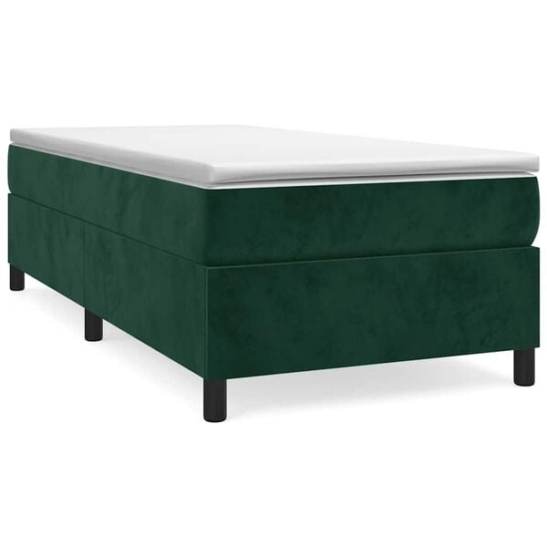 vidaXL Boxspring-s&auml;ngram m&ouml;rkgr&ouml;n 90x190 cm sammet
