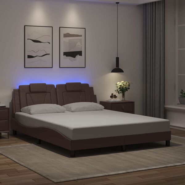 vidaXL Bed Frame "Viana" with LED without Mattress Brown 160x200 cm