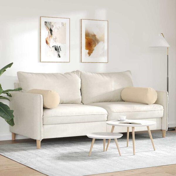 vidaXL Bolsterkuddar 2 pcs Kr&auml;m &Oslash; 25 x 70 cm Mikrofiber Tyg