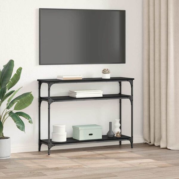 vidaXL Konsolbord med hylla Svart Ek 100 x 29 x 75 cm Konstruerat tr&auml;