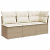 vidaXL Tr&auml;dg&aring;rdssoffa 3-sits med dynor konstrotting beige