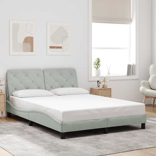 vidaXL Bed Frame without Mattress Light Grey 120x200 cm Velvet