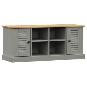 vidaXL Skob&auml;nk VIGO gr&aring; 106x35x45 cm massiv furu