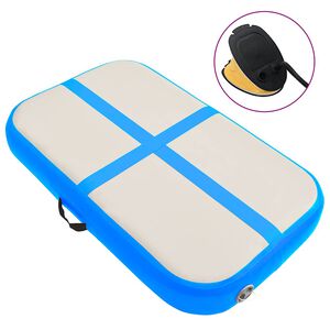 vidaXL Uppbl&aring;sbar gymnastikmatta med pump 60x100x15 cm PVC bl&aring;