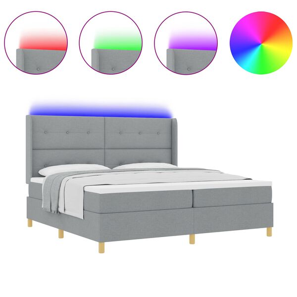 vidaXL B&auml;ddfj&auml;der med madrass med huvudgavel Ljusgr&aring; 140 x 200 cm tyg