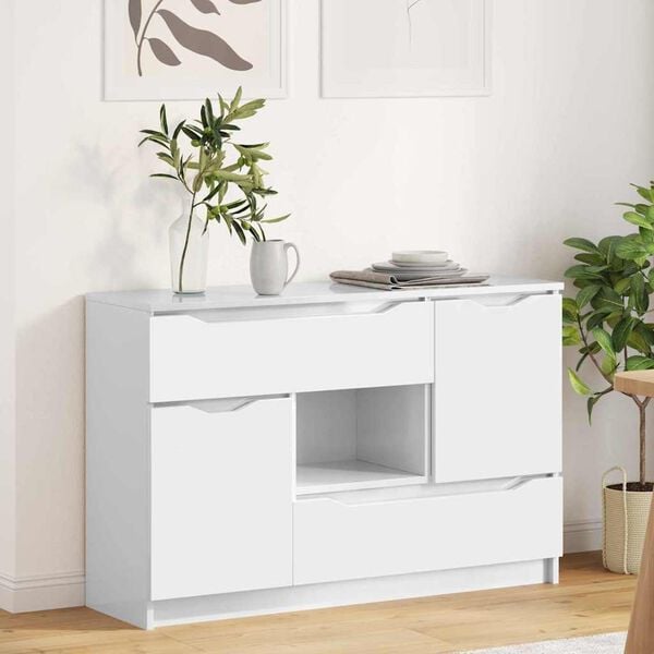 vidaXL Sideboard H&ouml;gblanka vita 100 x 30 x 65,6 Konstruerat tr&auml;