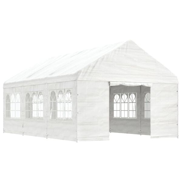 vidaXL Paviljong med tak vit 6,69x4,08x3,22 m polyeten