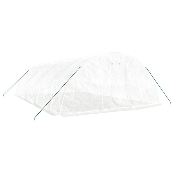 vidaXL V&auml;xthus med st&aring;lram vit 40 m&sup2; 8x5x2,3 m