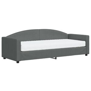 vidaXL Dagb&auml;dd med madrass m&ouml;rkgr&aring; 80x200 cm tyg