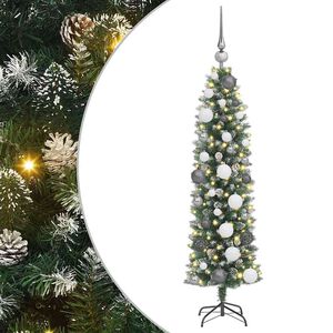 vidaXL Konstgjort smalt jultr&auml;d med 150 LED-lampor Gr&ouml;n och Vit 120 cm
