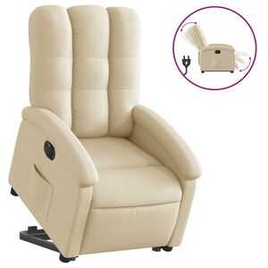 vidaXL Elektrisk reclinerf&aring;t&ouml;lj med uppresningshj&auml;lp gr&auml;ddvit tyg