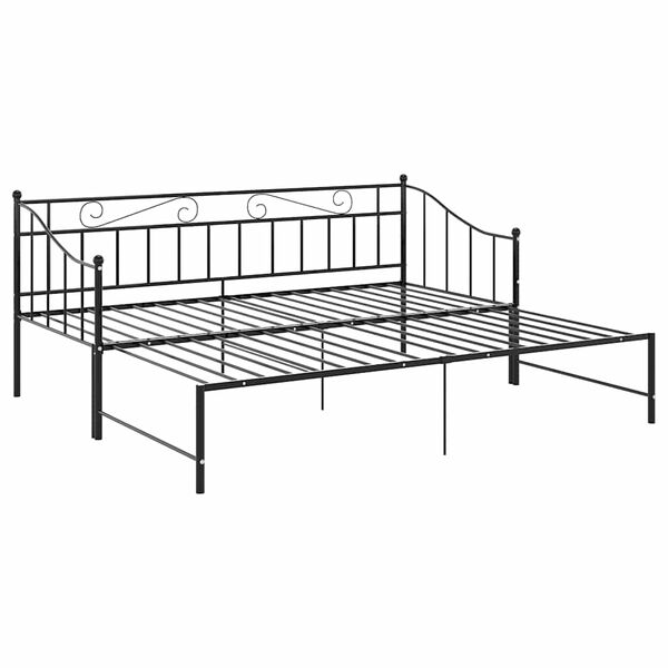 vidaXL Utdragbar s&auml;ngram b&auml;ddsoffa svart metall 90x200 cm